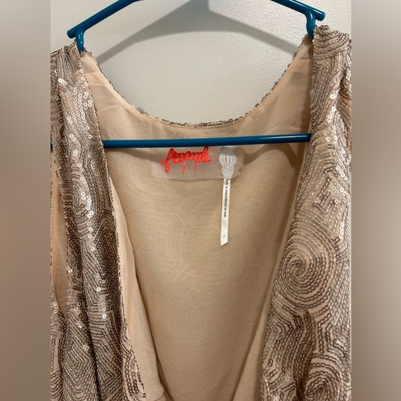 Free People Blush Sequin Swirl Dress with a Drape Neck - Picture 4 of 9